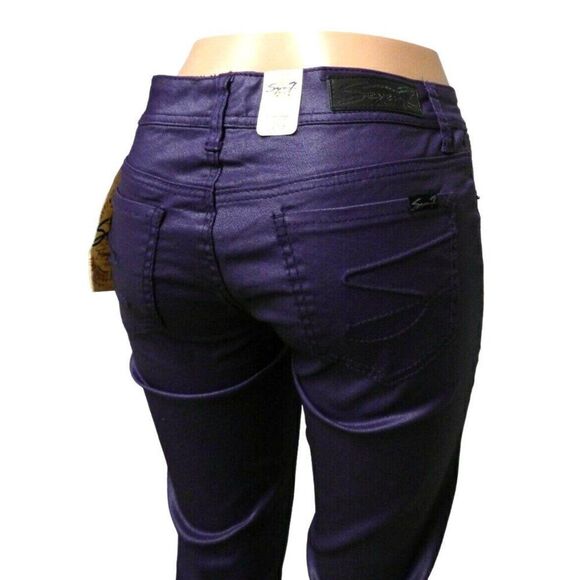 Seven7 Petite Women’s Denim Coated Low -Rise Skinny Jeans,  Purple, Size 8P - Picture 3 of 8